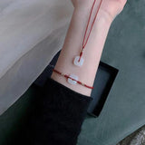 Square Hetian Jade Weaving Necklace Bracelet Hand Rope Jewelry