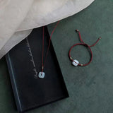 Square Hetian Jade Weaving Necklace Bracelet Hand Rope Jewelry