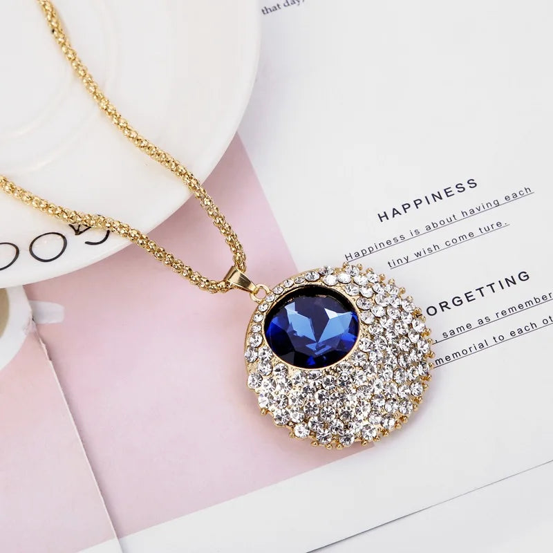 Sterling Silver Gemstone Diamond Necklace Long Sweater Chain