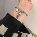 Sterling Silver Bracelet Beads Vintage Bear Pendant Party Jewelry