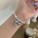 Sterling Silver Bracelet Beads Vintage Bear Pendant Party Jewelry