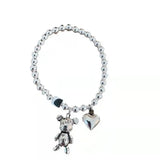 Sterling Silver Bracelet Beads Vintage Bear Pendant Party Jewelry