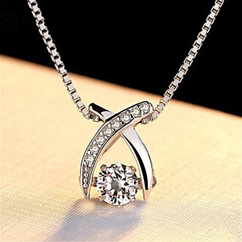 Crystal Zircon Water Drop Necklace Women's Clavicle Chain