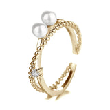 925 Silver Cross Pearl Star Ring Ladies Zircon Chain Ring
