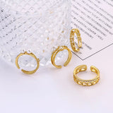 925 Silver Cross Pearl Star Ring Ladies Zircon Chain Ring