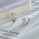 Sterling Silver Diamond Cross Ear Hoop Earrings
