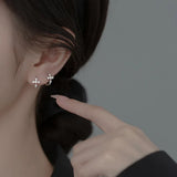 Sterling Silver Diamond Cross Ear Hoop Earrings