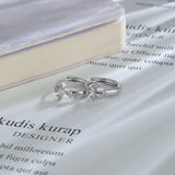 Sterling Silver Diamond Cross Ear Hoop Earrings