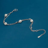 VENTFILLE Sterling Silver Double Layer Pearl Bracelet Ladies Bead Jewelry Gift