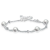 VENTFILLE Sterling Silver Double Layer Pearl Bracelet Ladies Bead Jewelry Gift