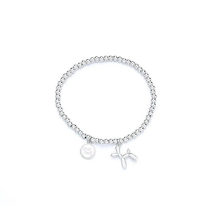 Sterling Silver Balloon Dog Bracelet with Round Bead Jewelry