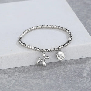 Sterling Silver Balloon Dog Bracelet with Round Bead Jewelry