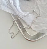 Sterling Silver Star OT Buckle Necklace Round Bead Clavicle Chain Jewelry