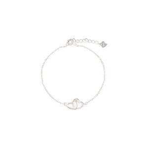 Sterling Silver Hollow Love Bracelet Heart Interlocking Sweet Jewelry