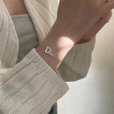 Sterling Silver Hollow Love Bracelet Heart Interlocking Sweet Jewelry