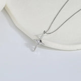 Sterling Silver Cross Diamond Star Necklace