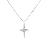 Sterling Silver Cross Diamond Star Necklace