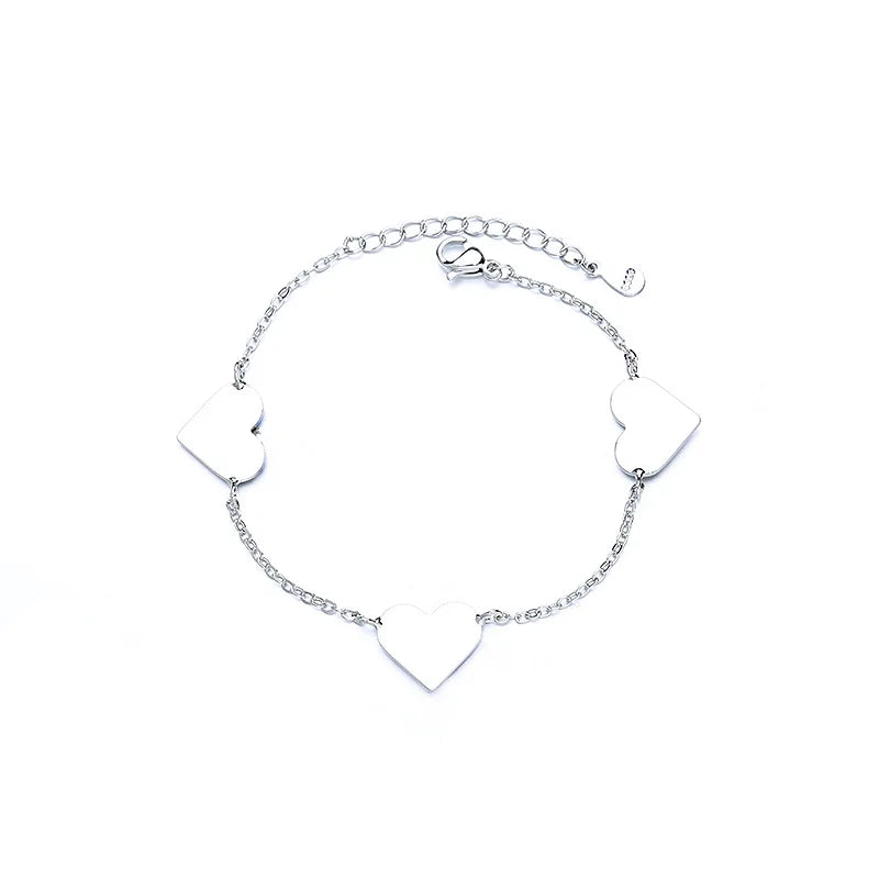 Sterling Silver Love Bracelet Heart Shaped Jewelry Gift