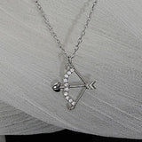 Sterling Silver Love Cupid Arrow Diamond Pendant Necklace