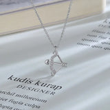 Sterling Silver Love Cupid Arrow Diamond Pendant Necklace
