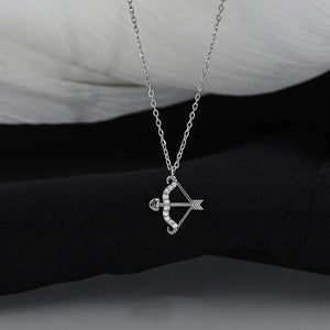 Sterling Silver Love Cupid Arrow Diamond Pendant Necklace