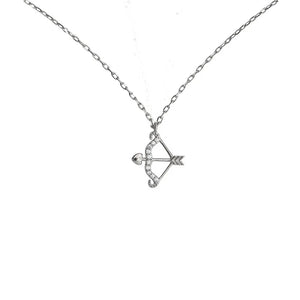 Sterling Silver Love Cupid Arrow Diamond Pendant Necklace