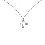 Sterling Silver Love Cupid Arrow Diamond Pendant Necklace