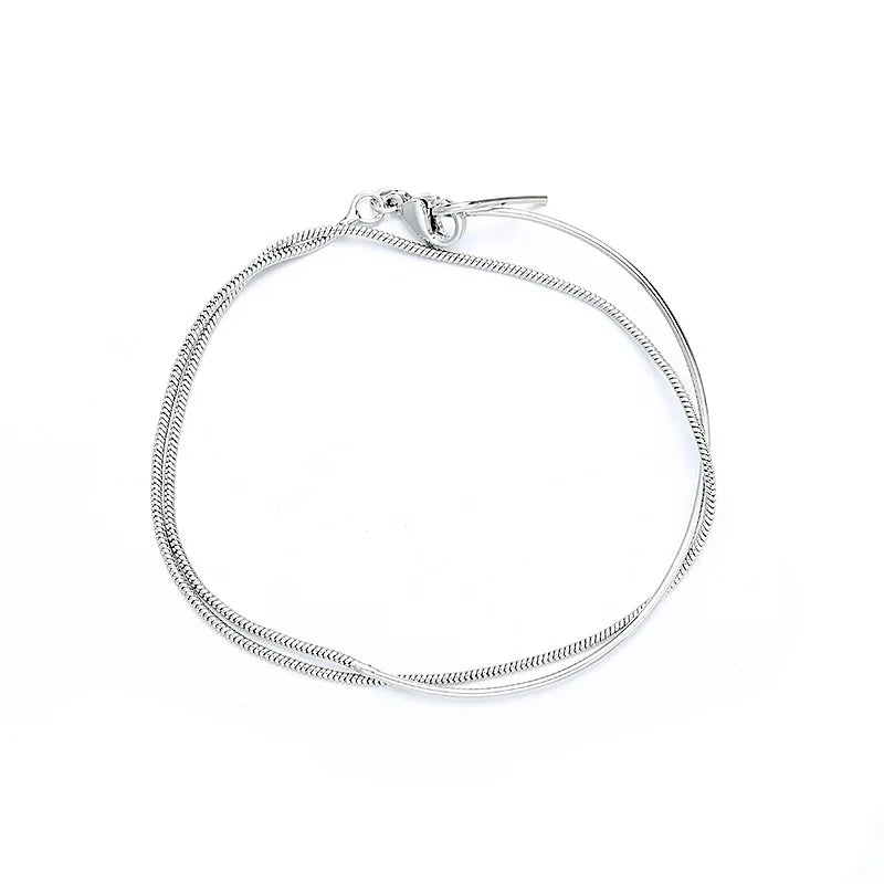 Snake Bone Chain Double Bracelet Sterling Silver Jewelry Gift