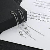 Sterling Silver U-shaped Star Tassel Earrings Women's Long Earrings