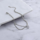 Sterling Silver Zircon Inlaid Chain Splicing Bracelet for Women
