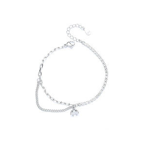 Sterling Silver Zircon Inlaid Chain Splicing Bracelet for Women