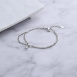 Sterling Silver Zircon Inlaid Chain Splicing Bracelet for Women