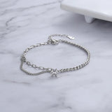 Sterling Silver Zircon Inlaid Chain Splicing Bracelet for Women