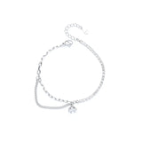 Sterling Silver Zircon Inlaid Chain Splicing Bracelet for Women