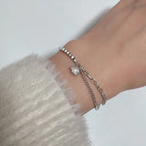 Sterling Silver Zircon Inlaid Chain Splicing Bracelet for Women