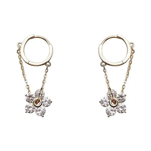Sterling Silver Flash Flower Chain Earrings For Women Light Ins Party Jewelry