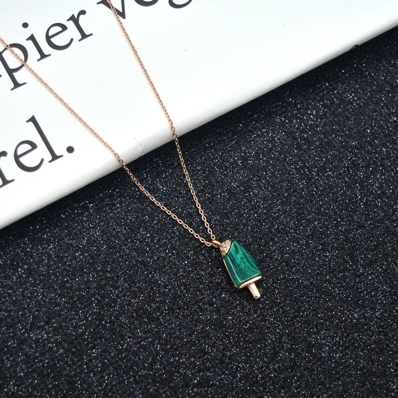 Silver Green Ice Cream Pendant for Women
