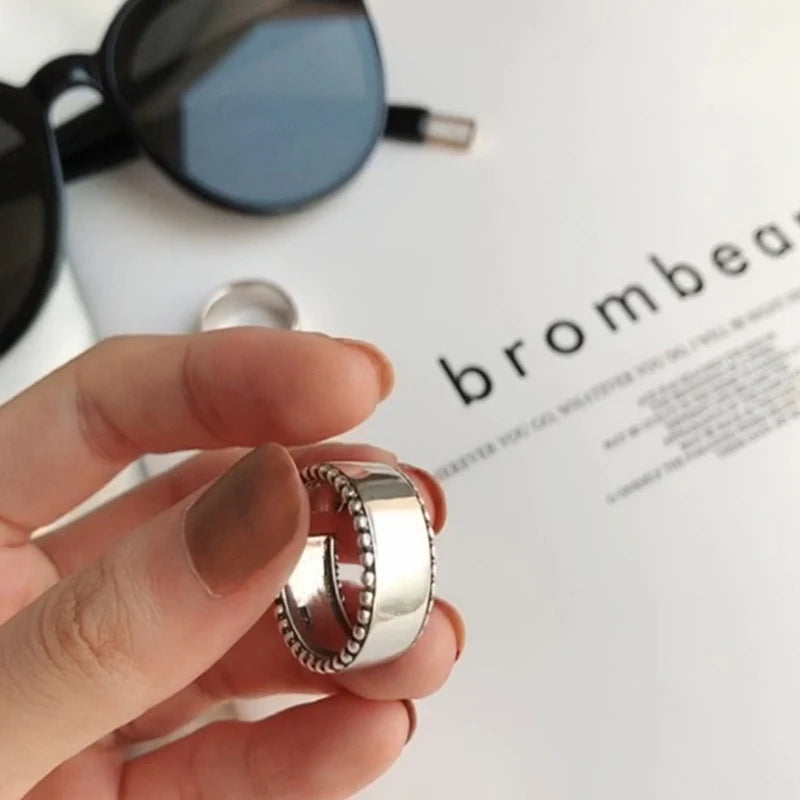 Sterling Silver Wide Rings Vintage Party Jewelry