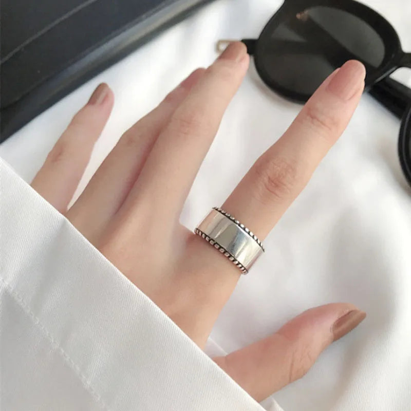 Sterling Silver Wide Rings Vintage Party Jewelry