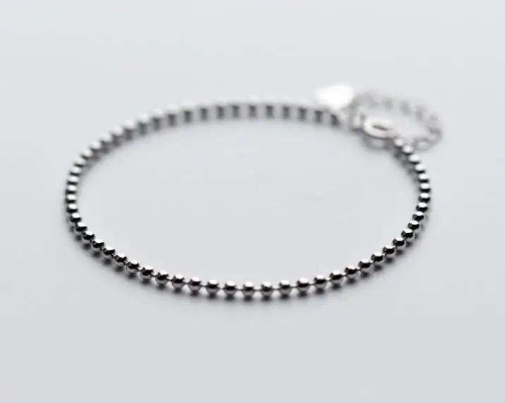 2mm 925 Sterling Silver Beads Chain Bracelet C-S1946