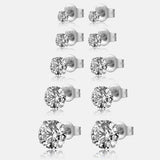 925 Silver Zircon CZ Crystal Stud Earrings Fine Jewelry