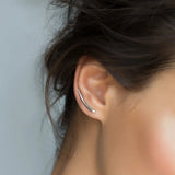 925 Silver Climber Earring Stud Women Fine Jewelry Pendientes