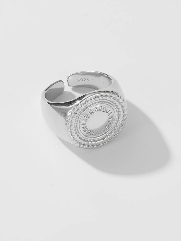 Recyclable 925 Silver Open Large A R Adjustable Women Ring