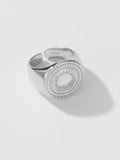 Recyclable 925 Silver Open Large A R Adjustable Women Ring