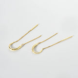 925 Silver Star Tassel Chain Drop Earring Thread Line Fine Jewelry
