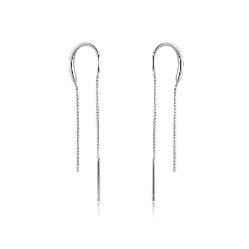 925 Silver Star Tassel Chain Drop Earring Thread Line Fine Jewelry