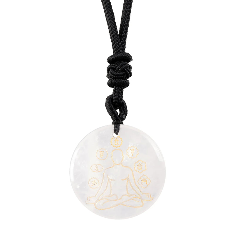 Chakra Stones Pendant Necklaces Set - Natural Agate Crystal Quartz Lapis Lazuli