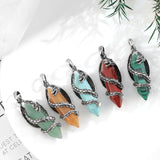 Natural Quartz Crystal Dragon Necklace Vintage Silvery Men Pendants