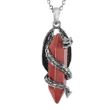 Natural Quartz Crystal Dragon Necklace Vintage Silvery Men Pendants