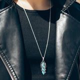 Natural Quartz Crystal Dragon Necklace Vintage Silvery Men Pendants
